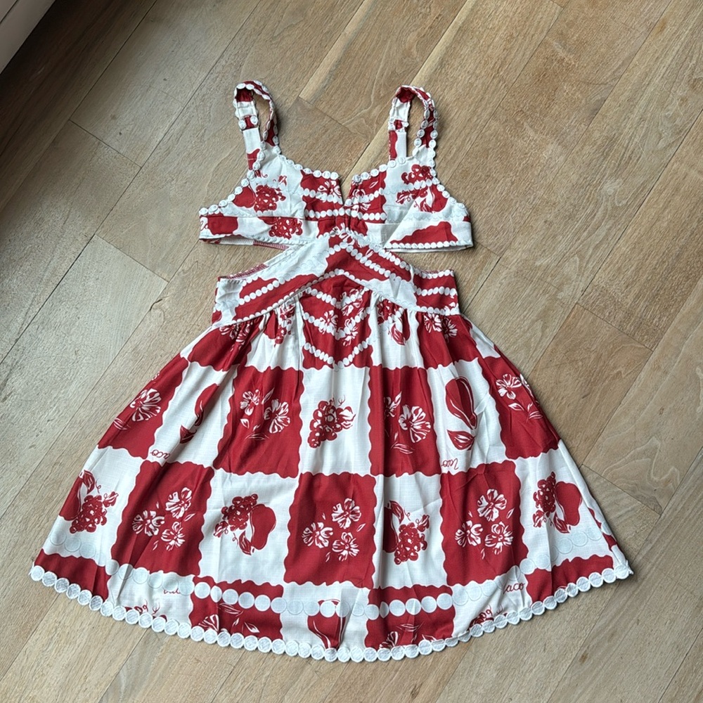 Red & White Cutout Dress